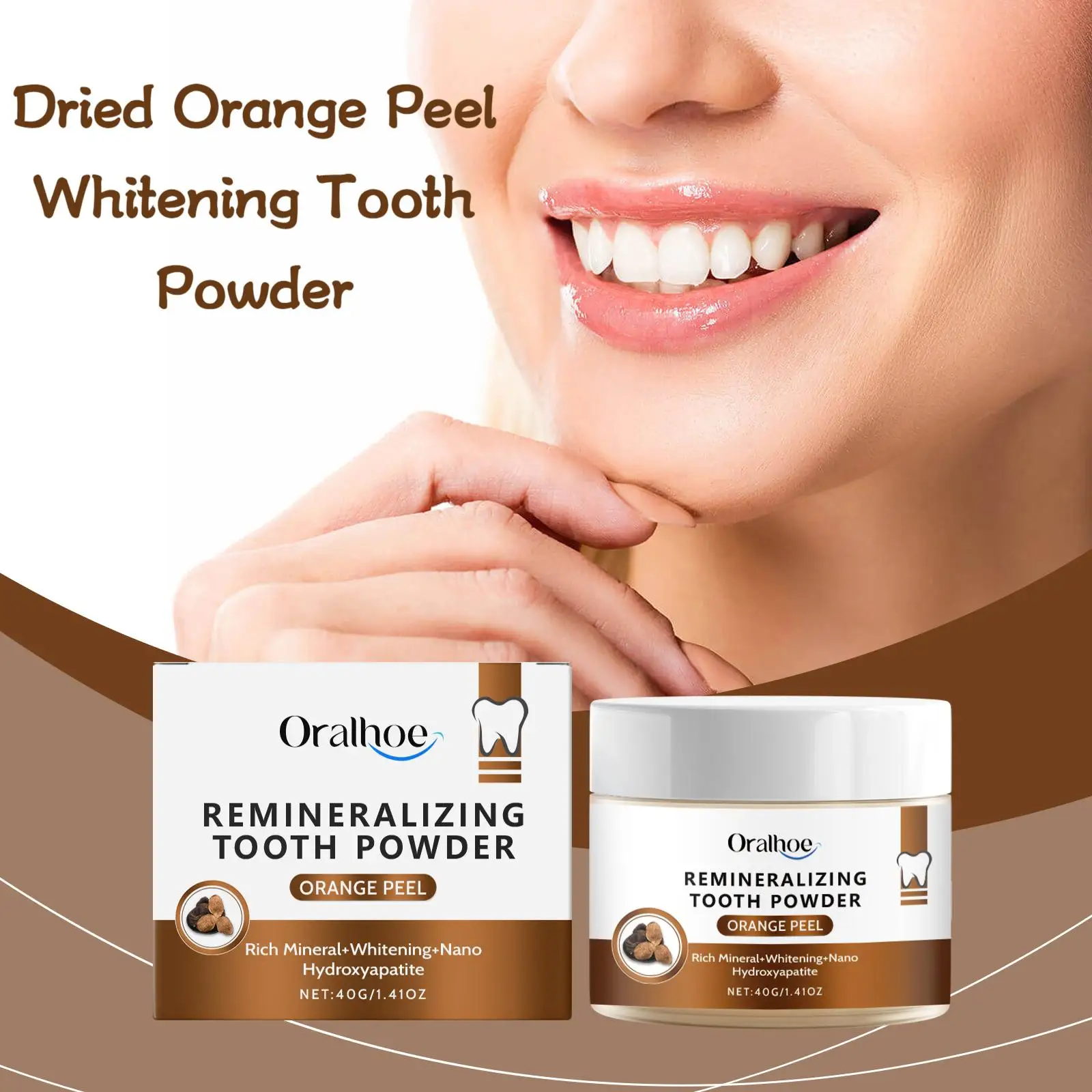 

Oralhoe 40g Dental Cleaning Powder Teeth Whitening Dried Orange Peel Calculus Remove Oral Clean Fresh Breath Teeth Bleach Powder