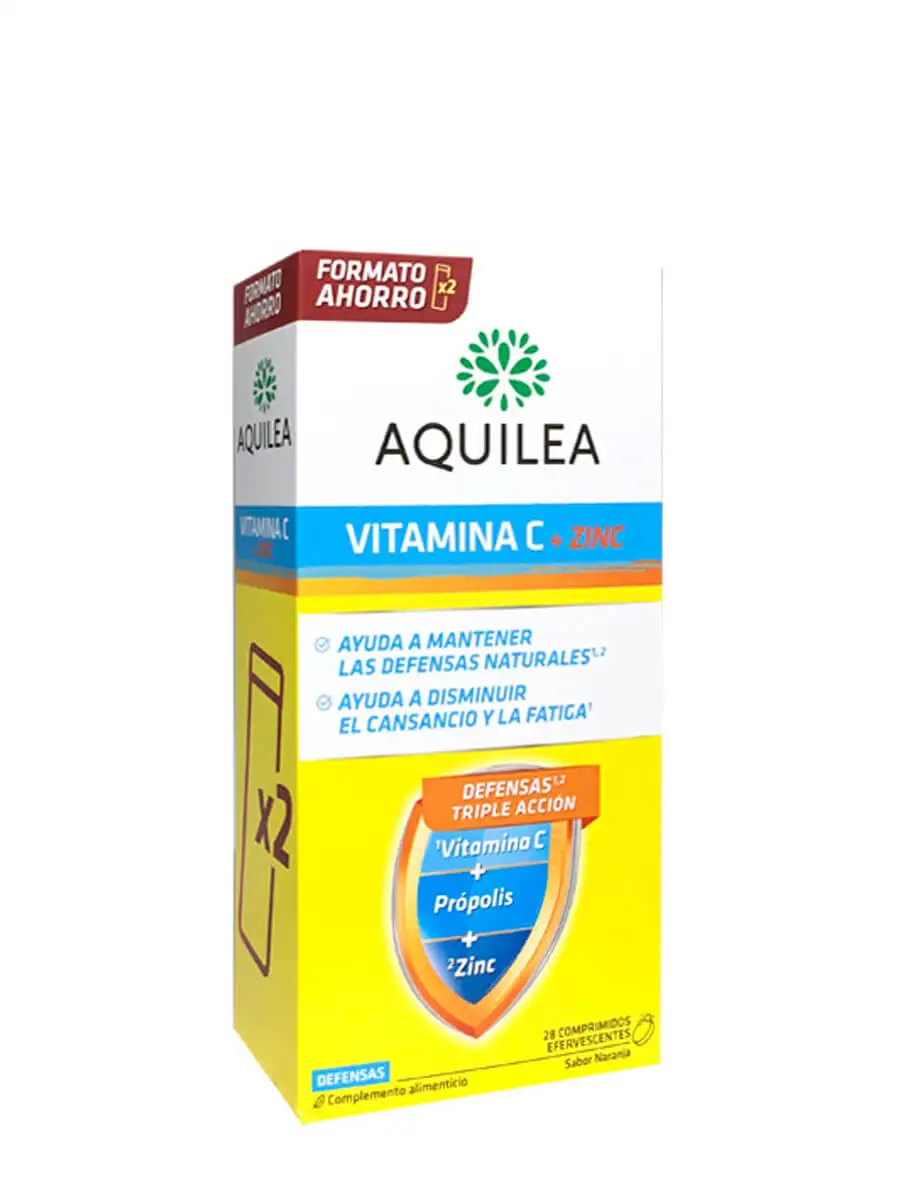 Aqulea vitamin c + zinc flavor Orange 28 tablets effervescent-strengthens the defenses and immune system.