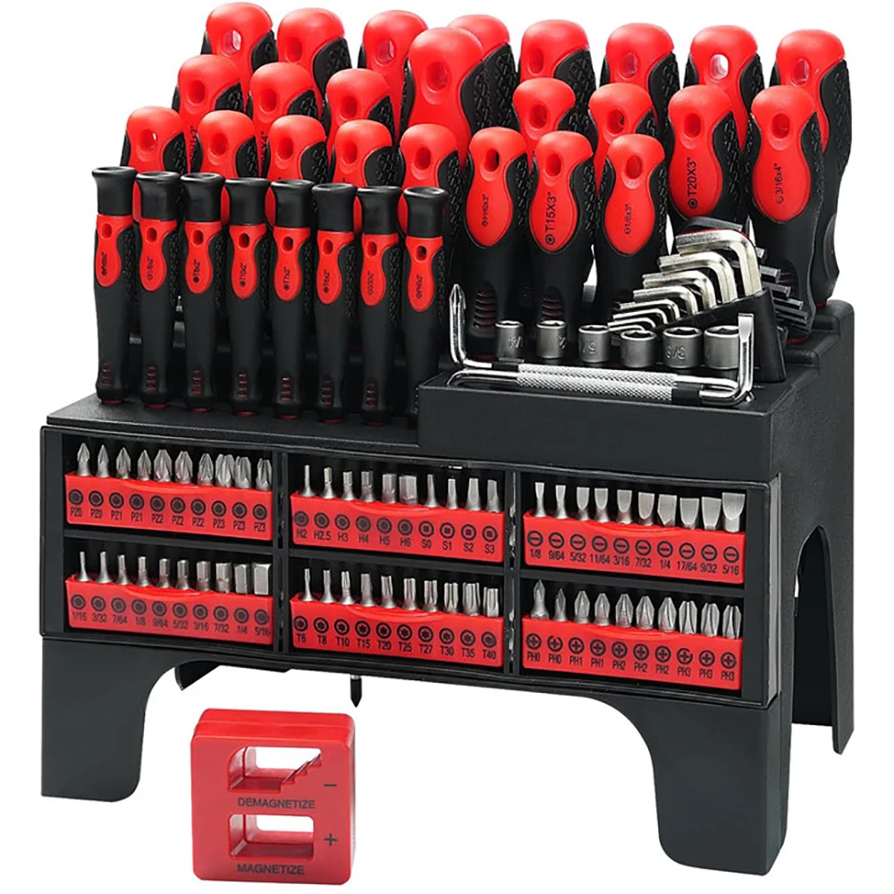 117-teiliges magnetisches Schraubendreher-Set mit Kunststoff-Rangliste, inklusive Präzisions-Schraubendreher und Pick-Haken-Ratschentreiber-DIY-Werkzeugen