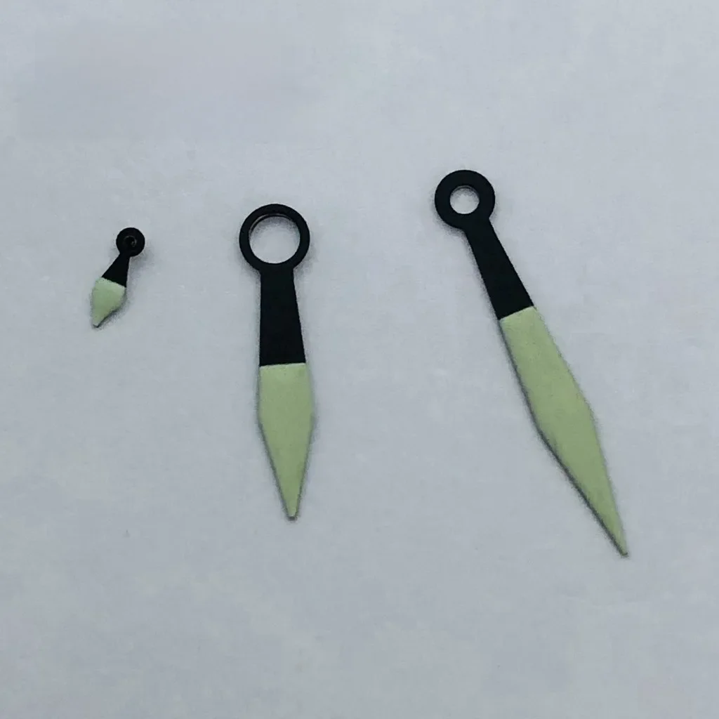 Miuksi czarno-zielone wskazówki zegarka świecące wskazówki pasują do mechanizmów serii ETA 6497 6498 lub ST3600 ST3620 — zdjęcie 2