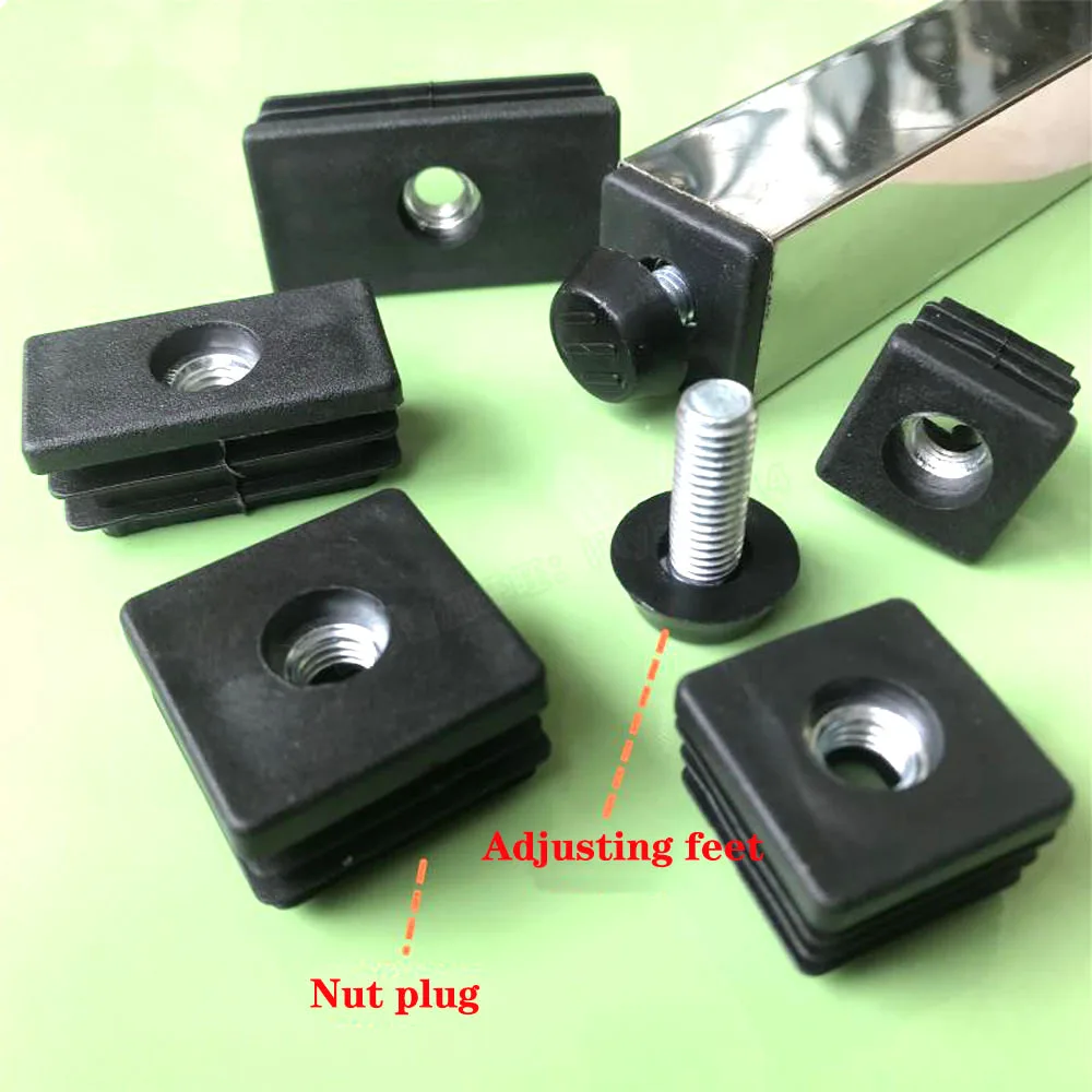 20xM8x20 Long Foot Cup Anchor Screw Plastic Adjustment Foot Matching Nut Plug Adjustment Foot Height-Adjusting Foot Pad