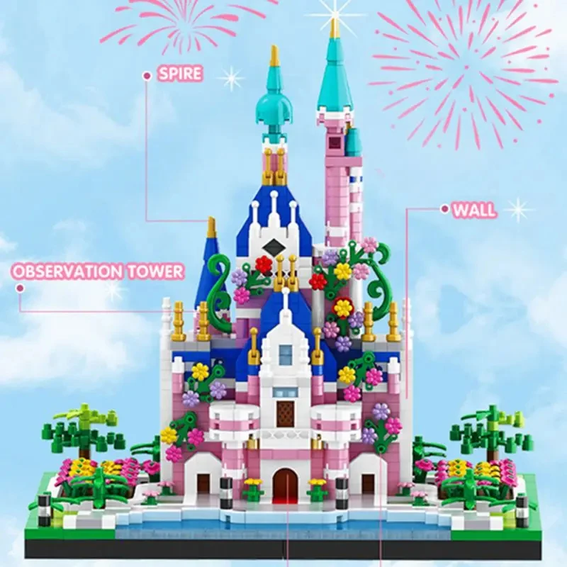 Balody Princess Castle Building Blocks Model Set Pink Blue Church City Classic Cartoon Bricks Ornament Toy For Kids Holiday Gift