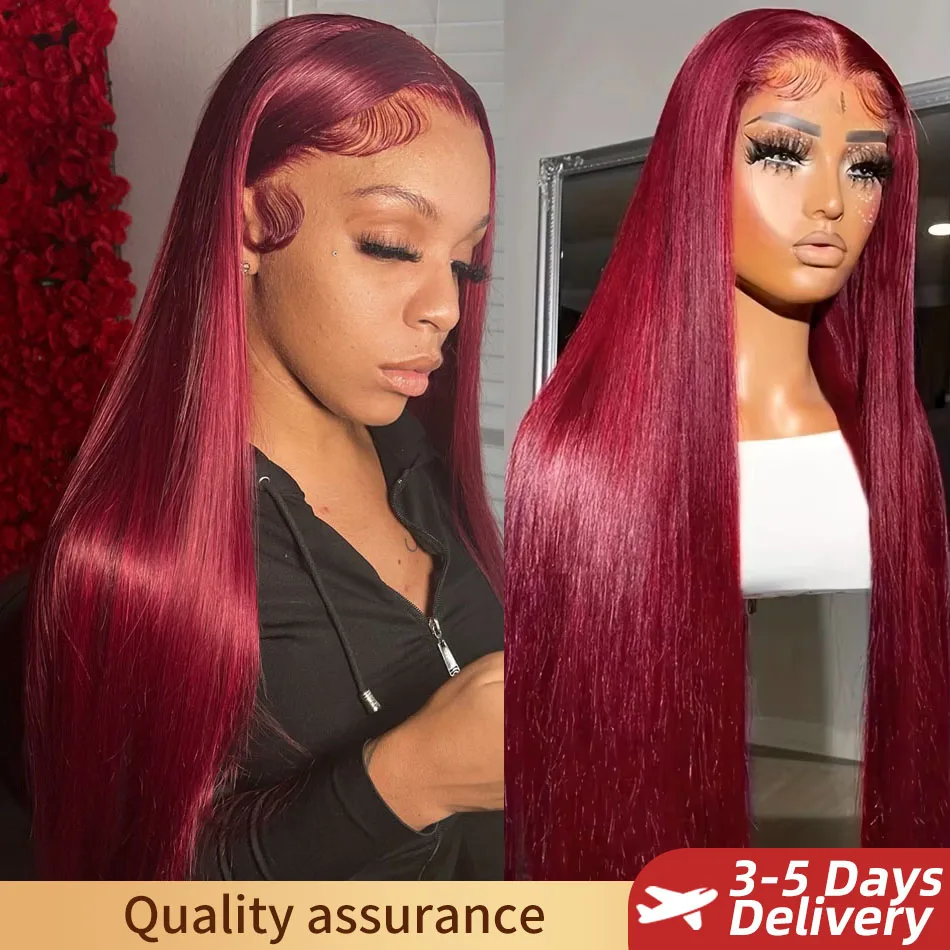 Tuneful 99J Burgundy Colored Wigs 13x4 HD Transparent Lace Front Human Hair Wigs Straight Human Hair Frontal Wigs For Women