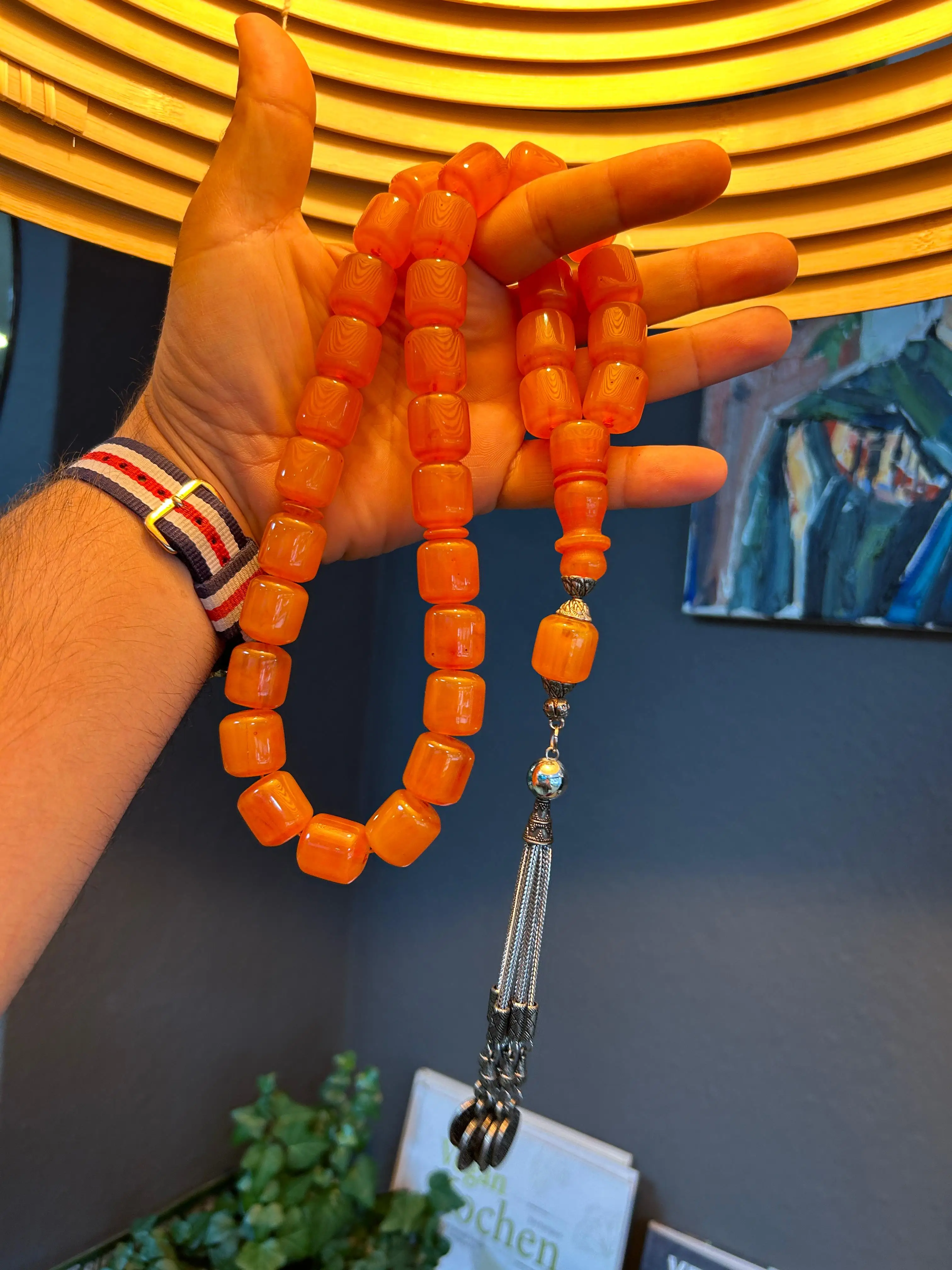 Orange  Bakelite Ottoman Rare Faturan German Amber Sandalous Misbaha Prayerbeads Rosary Tasbih Tesbih İslam Subha T31