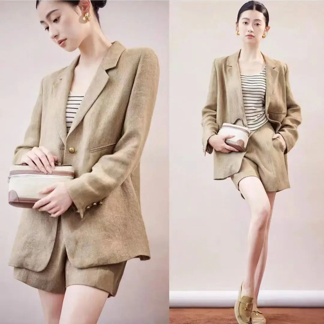Costume court en lin polyvalent, minimaliste, élégant, à la mode