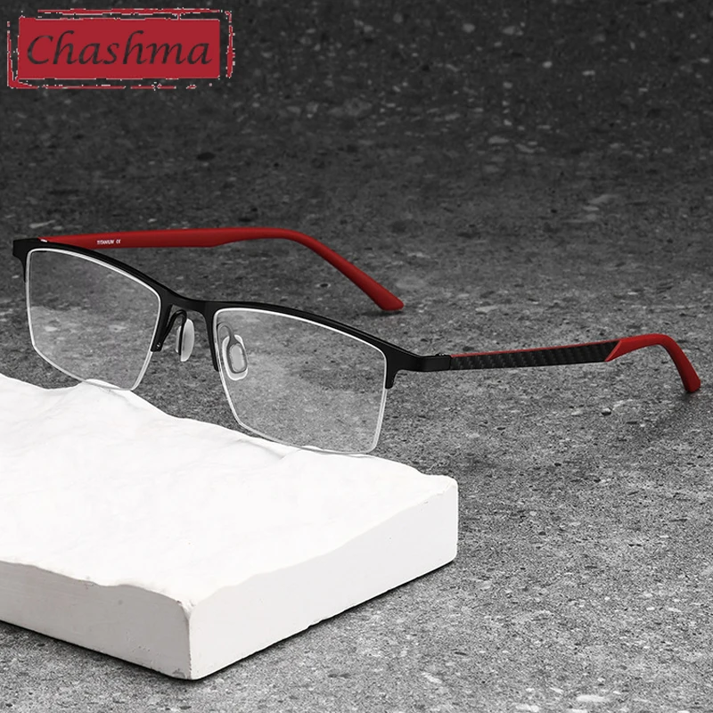 Chashma Men Glasses Frames Semi Rim Eyeglasses Wide Face Strong Hinge Optical Eyewear for Prescription Lenses Gafas Spectacles