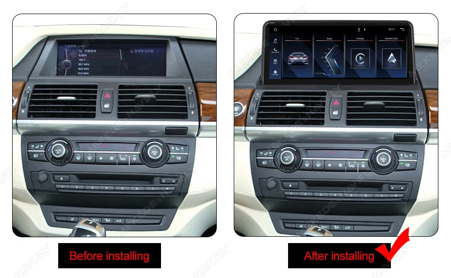 10,25 Zoll 1920*720 Auto-Multimedia-Display, kabelloses CarPlay, Android Auto für BMW X5 E70 X6 E71 E72, Linux-System, GPS, WLAN, Autoradio – Detail 3