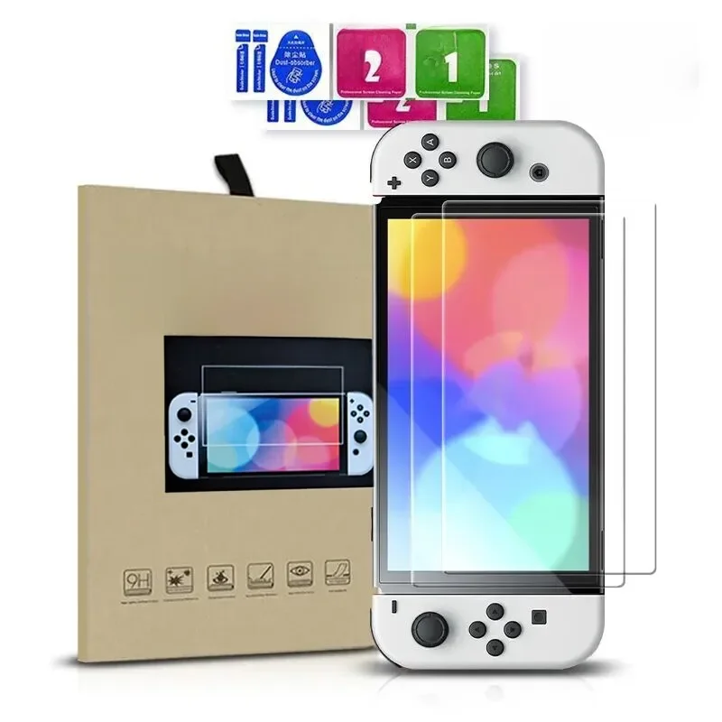 DATA FROG 2PCS Protetor De Tela De Vidro Temperado Compatível Nintendo Switch OLED 9H HD Filme De