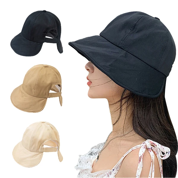 Wide-brimmed summer hat with small face sunscreen female bucket hat