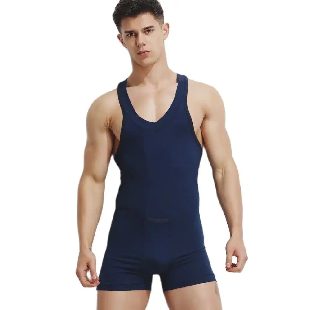 Justaucorps Sexy maillot de corps hommes Sport GYM body chaud bas de corps combinaison sexy lutte sous-vêtements shaper hommes club combinaison