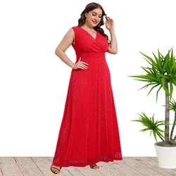 Plus Size V Neck Sleeveless Summer Party Evening Dresses For Women