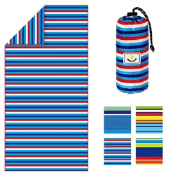 Microfiber beach towel, quick dry, rainbow color, sand-free, multi-color stripe