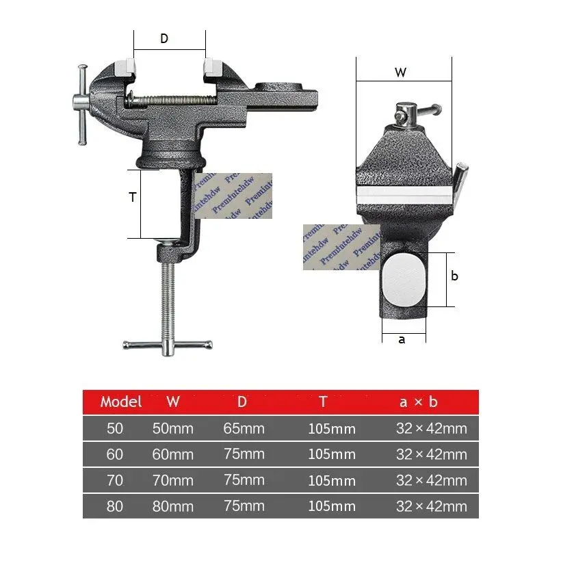 Cast Steel Woodworking Rotate 360 Degrees Work Clamp-on Table Vise Swivel Tabletop Clamp 2.5