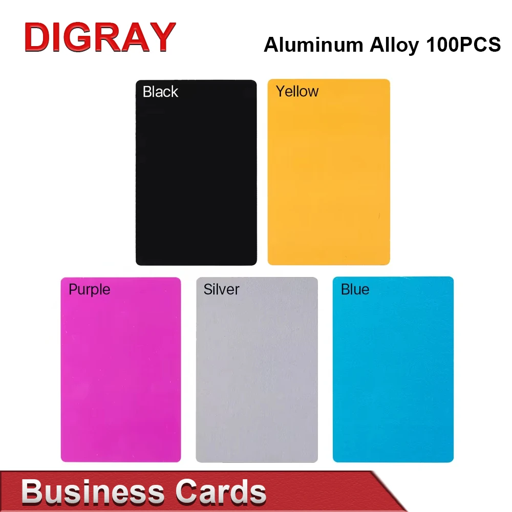 DIGRAY 100PCS/LOT Business Name Cards Multicolor Aluminium Alloy Metal Sheet Testing Material for Laser Marking Machine