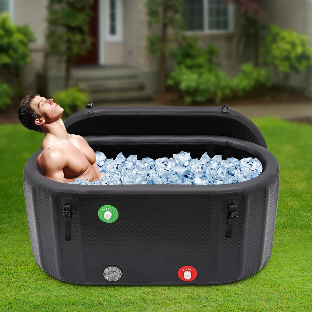 XL 150cm/ 59'' Portable Ice Bath Tub | Cold Plunge Recovery Tub with Lid | Includes Pump, Oversized for Adults Recovery Therap