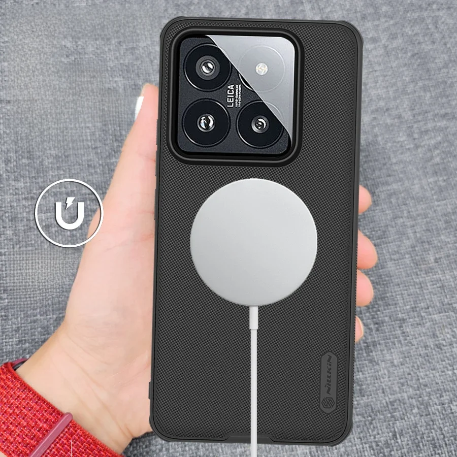 Nillkin für xiaomi mi 14 pro/14 5g gehäuse magnetisch gefrostet anpassen magsafe 360 pc tpu