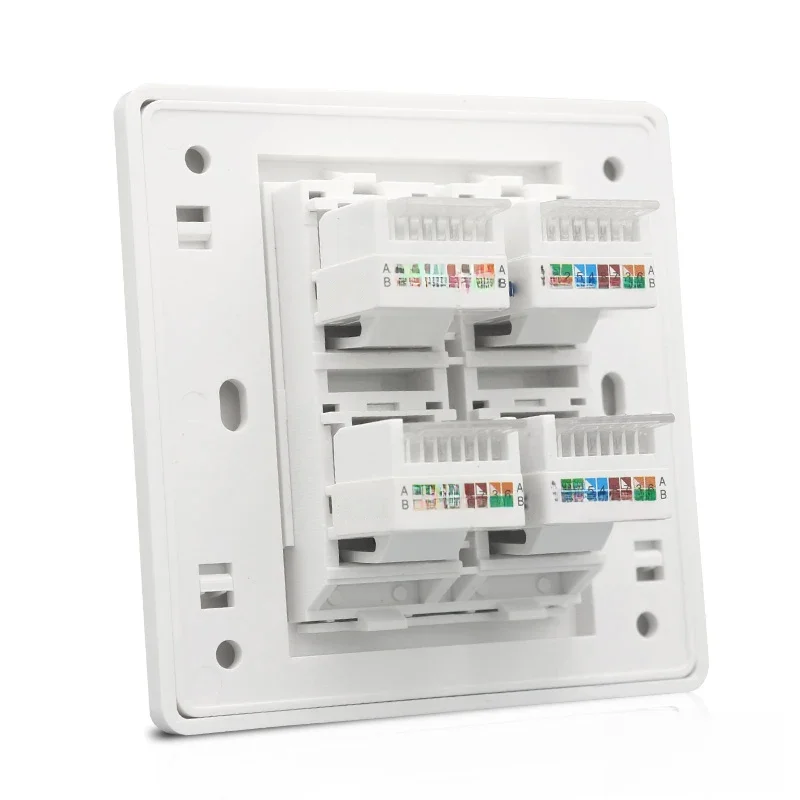 Cat 6 Typ 4 porty RJ45 Internetowe gniazdko ścienne Płyta czołowa 86x86mm z czterema gniazdami CAT.6 Keystone do panelu pokrywy LAN Ethernet — zdjęcie 2