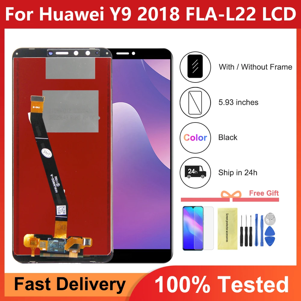 

5.93'' For Huawei Y9 2018 LCD Display Touch Screen With Frame Digitizer For Huawei Y9 2018 FLA-L22 LX2 LX3 FLA-LX1 Display