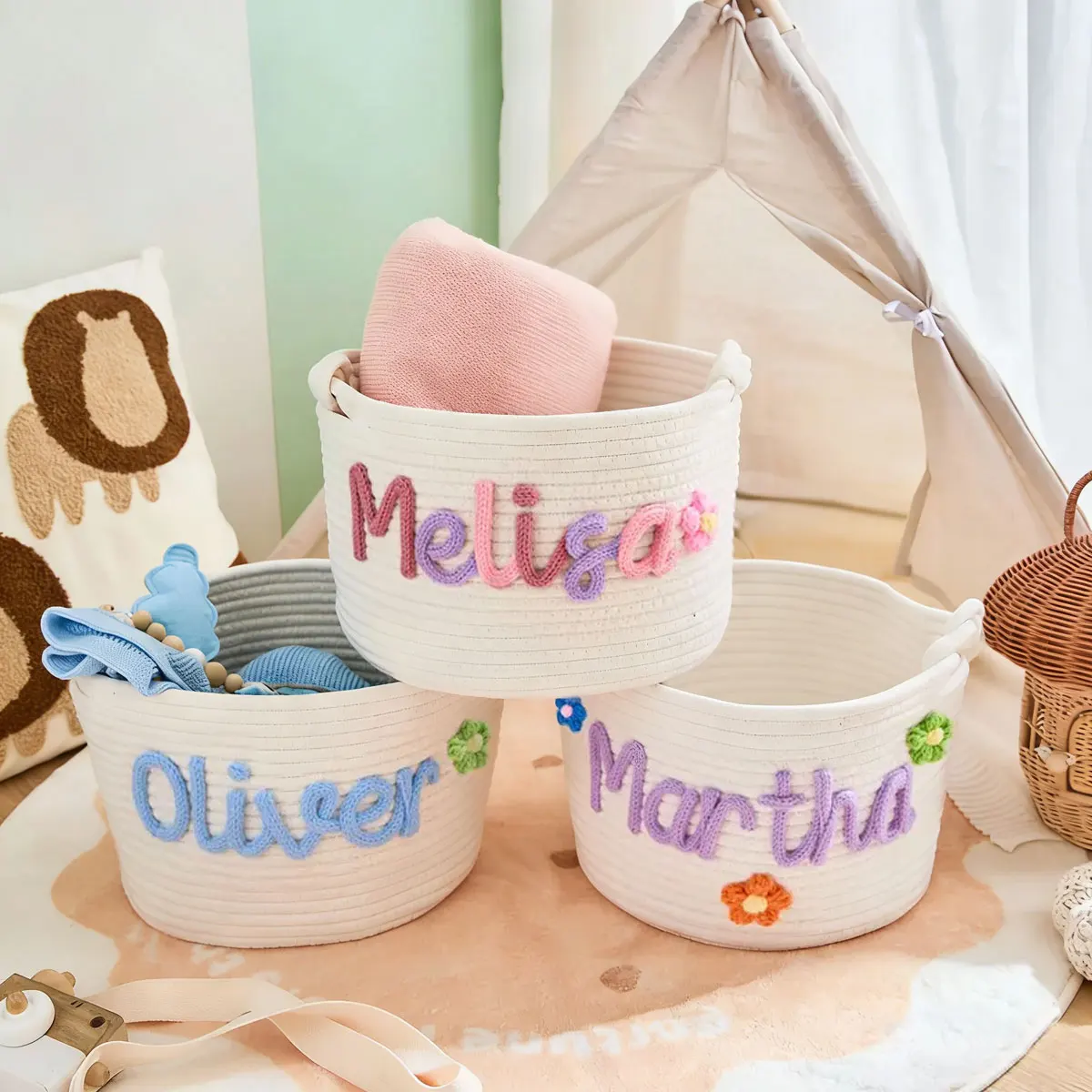 Customizable Personalized Name Storage Basket, Gift Basket