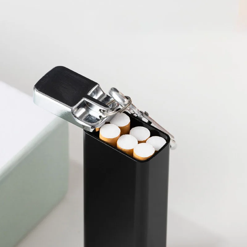 Mini Portable Pocket Cigarette Case with Keychain Multifunction Metal Cigarette Box Ashtray for Outdoor Waterproof Easy to Carry