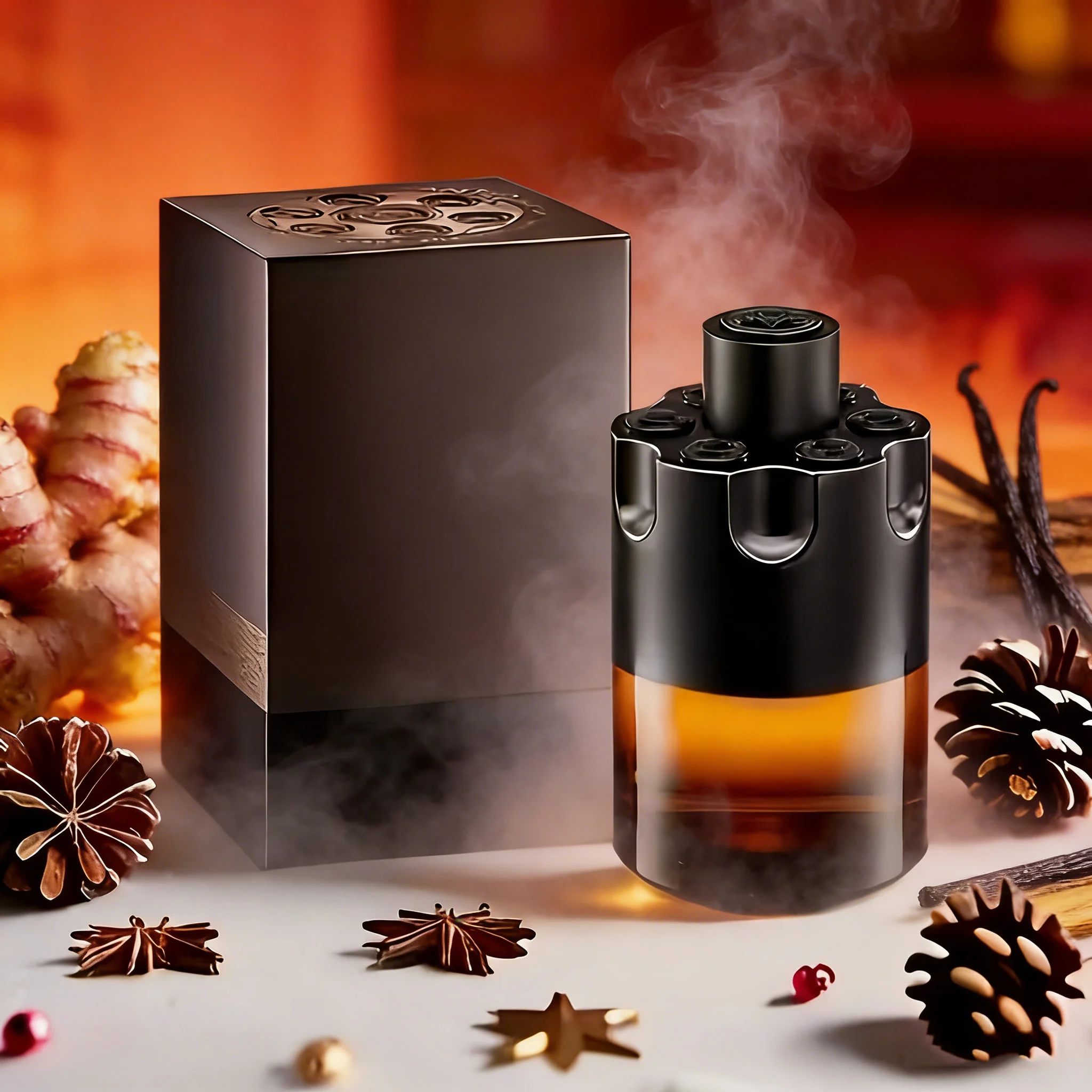 Eau de parfum boisée et épicée de luxe pour homme 100 ml, parfum ambré et cuir longue durée, flacon au design industriel