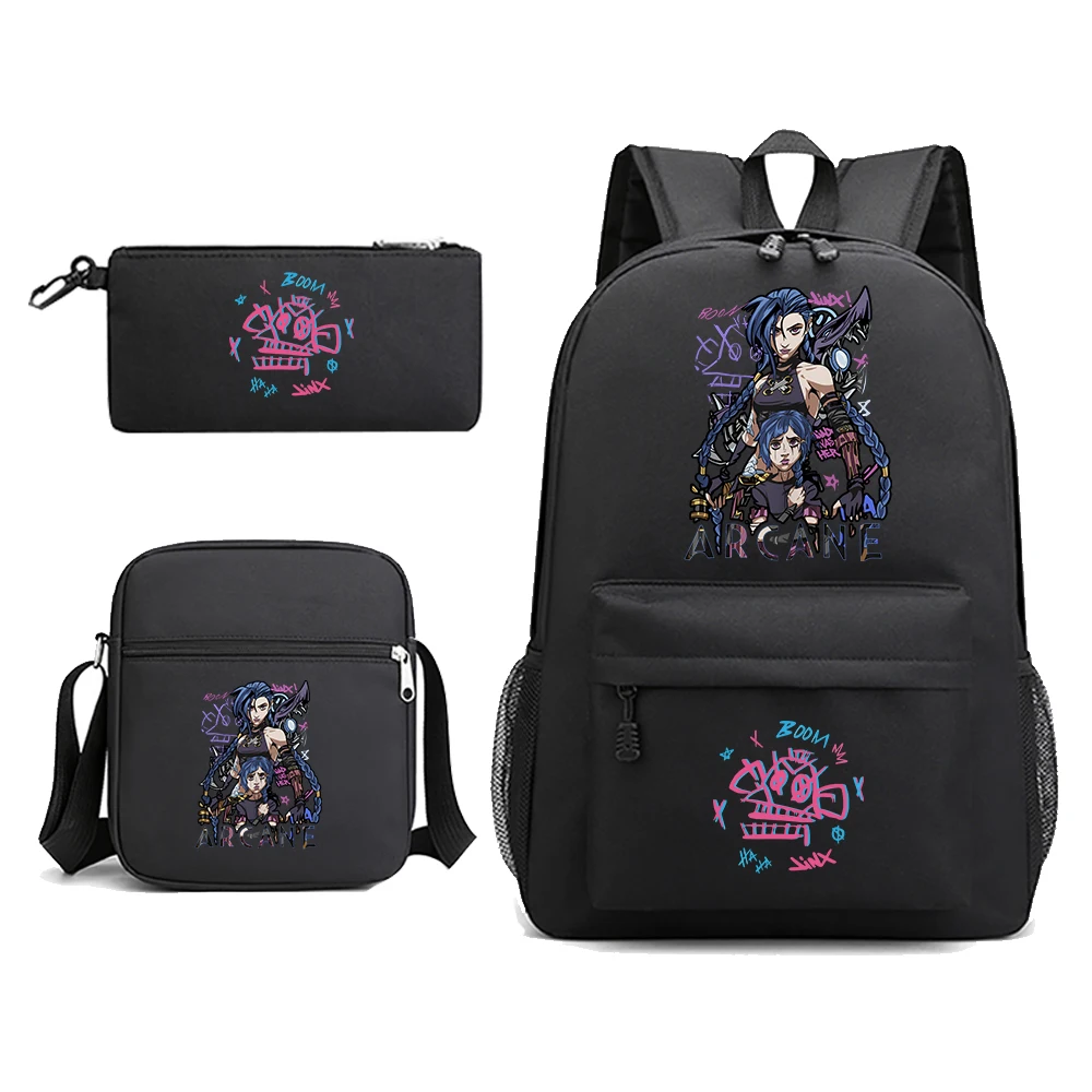 3pcs Arcane-Jinx Backpack School Bags For Boys Girls Teenagers Laptop Mochilas Shoulder Bags