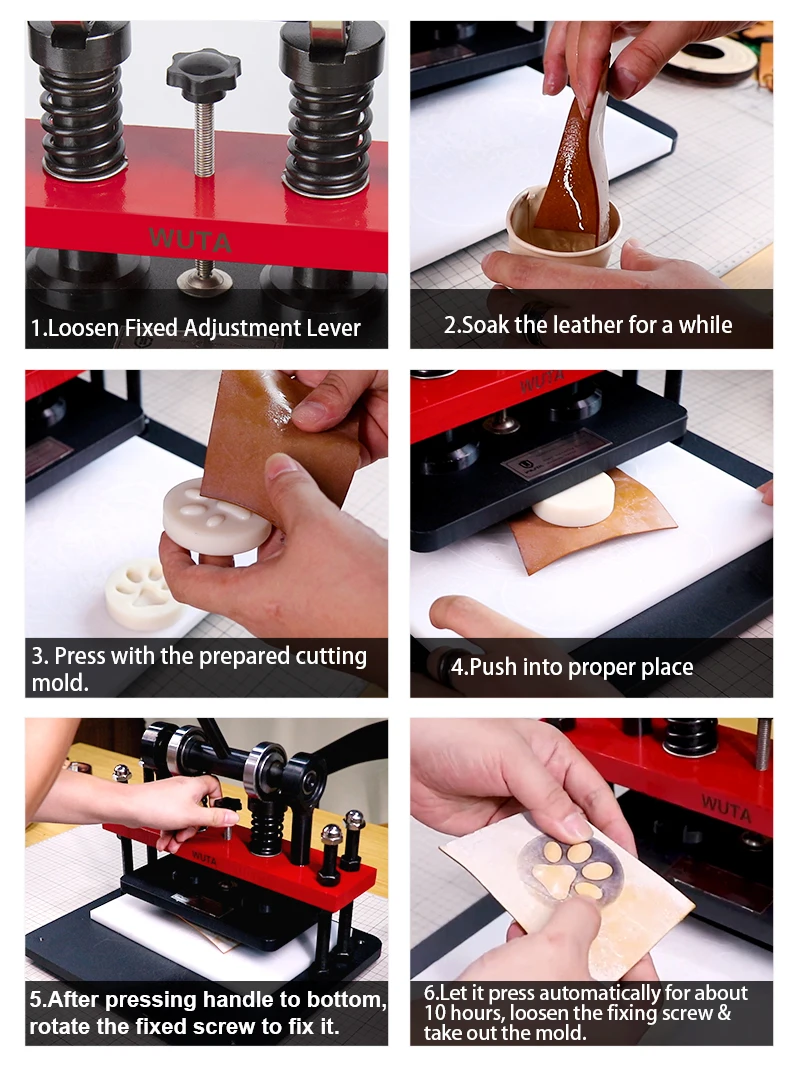 WUTA Pro Leather Cutting Machine Manual Die Cutter Embossing Shaping Tools Hand Press Mold DIY Punching Fabric Paper (Size L)