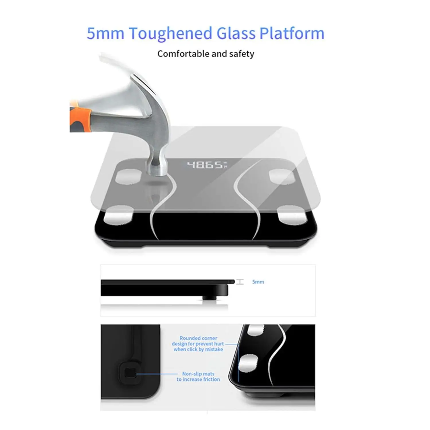 مقياس الدهون في الجسم الذكي، مقياس رقمي بسيط وعملي يتصل بمقياس حمام رقمي متنقل لعرض Bmi ودهون الجسم وكتلة العضلات ومقياس متين #2