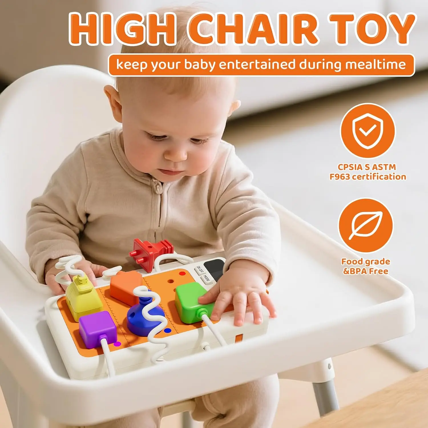 Brinquedos sensoriais montessori, tomada, brinquedo de placa ocupada com luz e sons, formato de cor correspondente, presentes para crianças, meninos e meninas