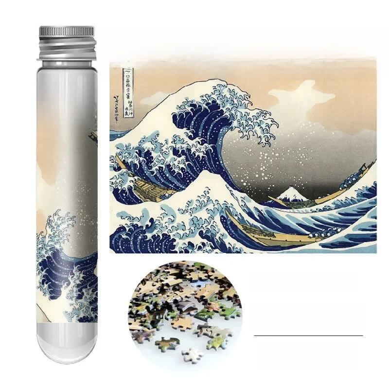 Puzzle dans un tube à essai de Van Gogh, le Japon, la grande vague d'oké agawa, célèbre puzzle de coutumes d'huile, cadeau de Noël, tournesol, 150 pièces