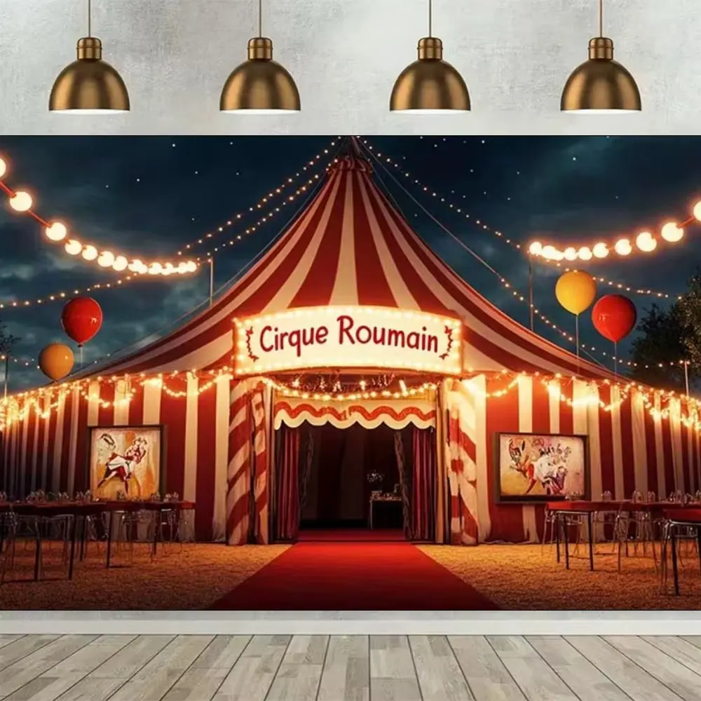 Circus Carnival Theme Party Decorations Backdrop Clown Red Tent Background Children Birthday Banner Baby Shower Gifts Supplies view 4