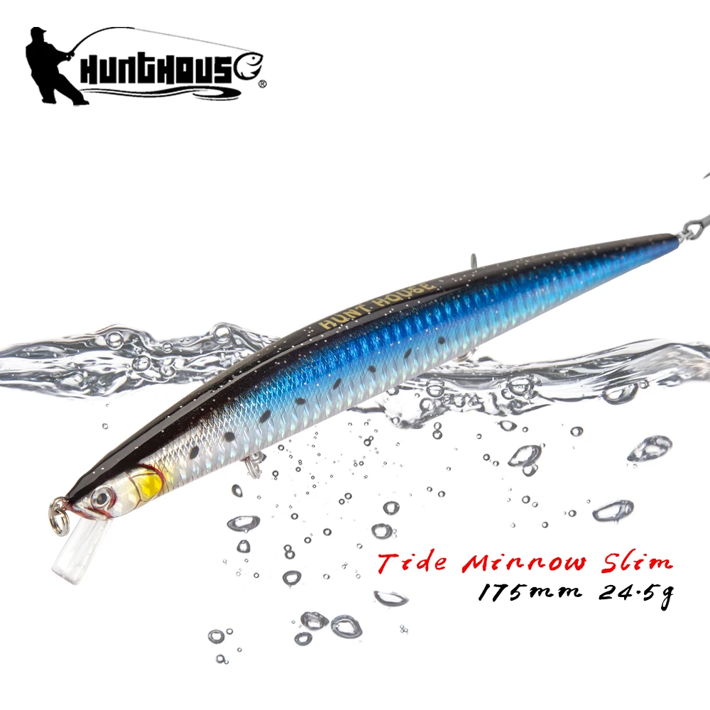 

Hunthouse Tide Slim Minnow 175 мм 24,5 г плавающая качающаяся флаерная приманка Minnow для рыбалки соленая вода АБС-пластик для морского окуня lw149