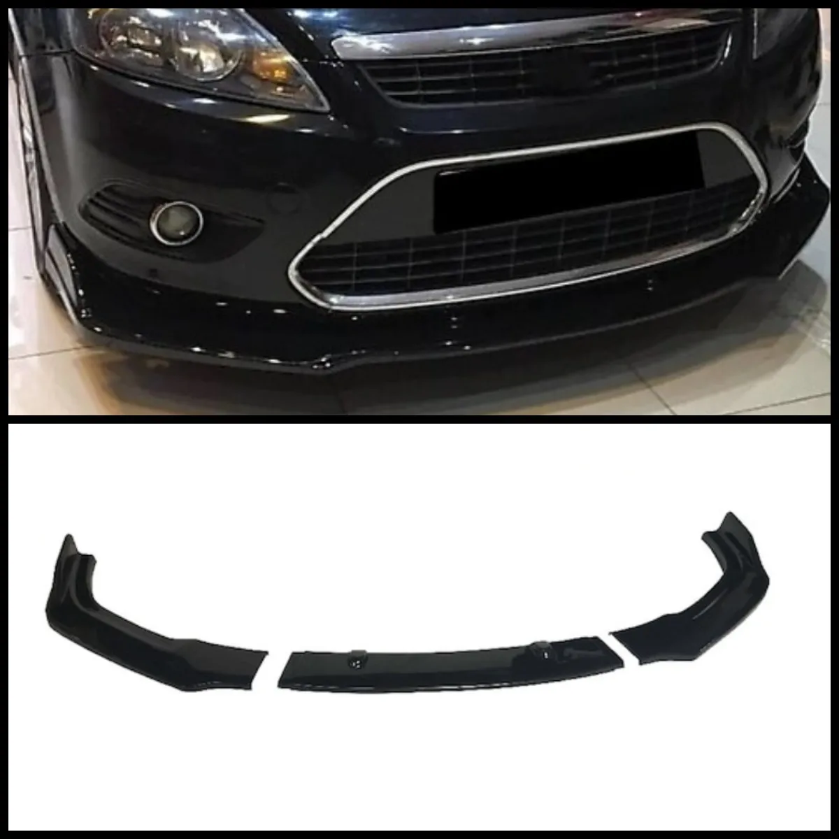 For Ford Focus MK2 Front Bumper Lip Body Kit Spoiler Splitter Diffuser Lip 3pcs High Quality ABS Plastic Professional Universal