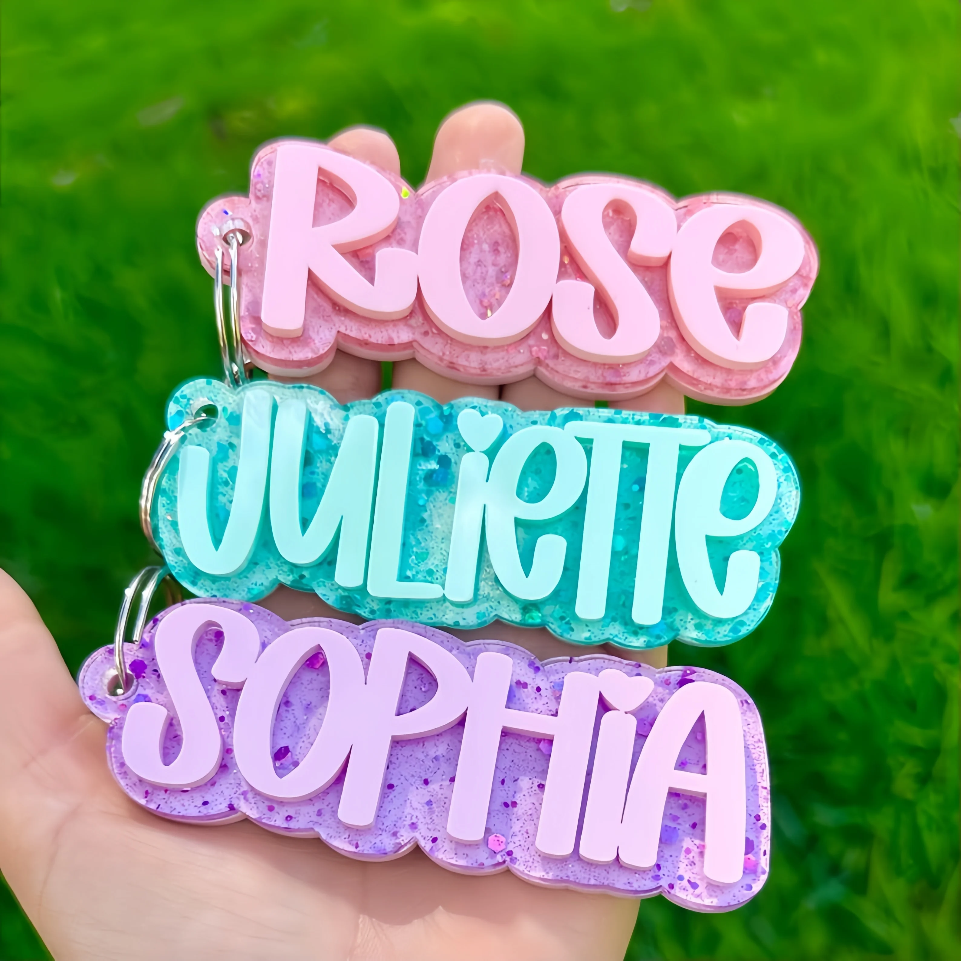 

DUOYING Custom Name Keychain Acrylic Keychain Diaper Bag Tag Lunch Box Tag Backpack Name Tag