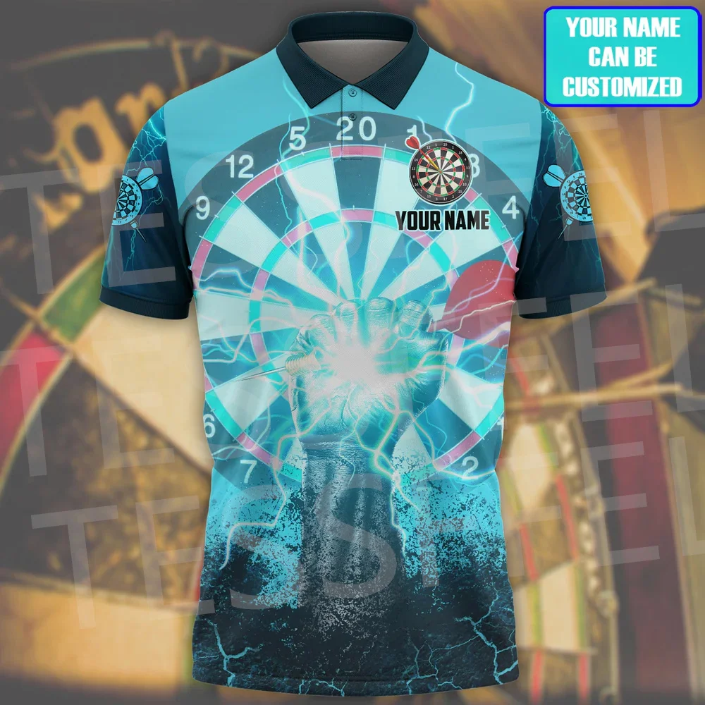 Custom Name Darts Player Sports Beer Game Retro 3DPrint Summer Casual Harajuku Polo Shirts Jersey Streetwear Short Sleeves XN22