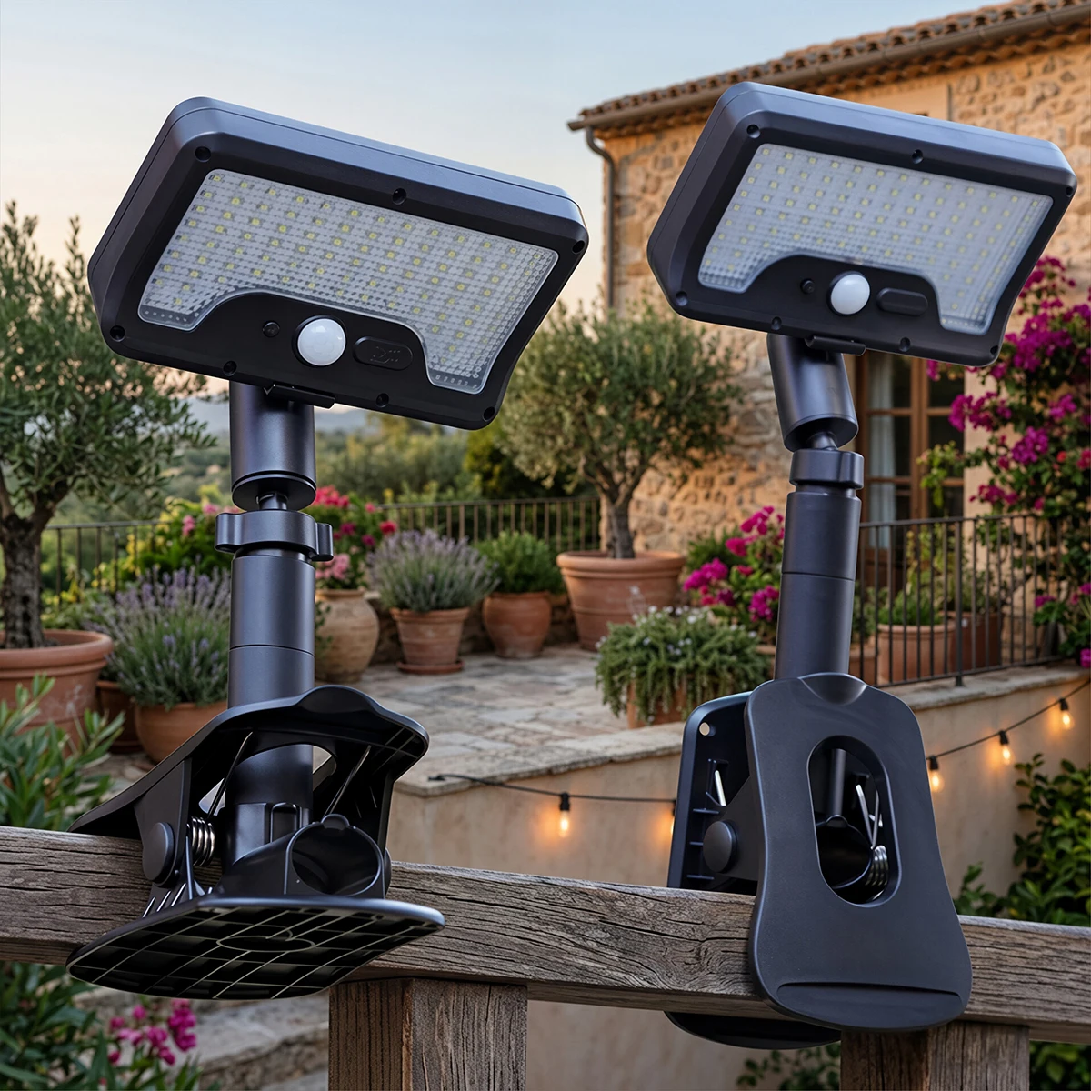

1/2PCS Clip-on Solar Light Outdoor Solar Security Light with Motion Sensor 360° Adjustable 3 Modes Garden Lamp for Fence Camping