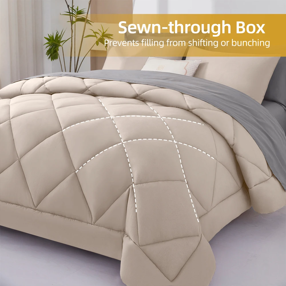 7 Pieces Bed in a Bag King Size, Fluffy Soft All Season Rustic Farmhouse Bedding with Full Sheets Set