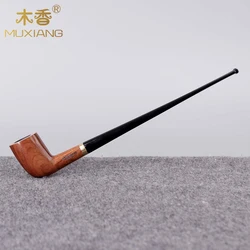 MUXIANG straight handle reading tobacco pipe, solid wood pipe, church pipe, Father's Day gift, length 257mm