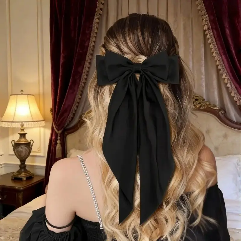 

Black Hair Bow Clip for Versatile Styling​ – Simple Chic Holds Hair Firmly Ideal for Work School Day Night Looks