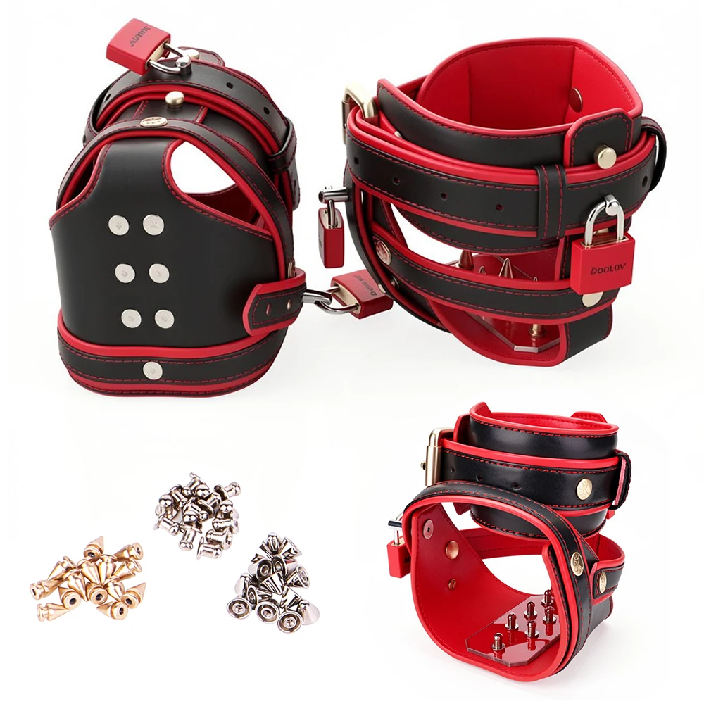 Heels - BDSM-voetboeien voor heren, leren enkelband met