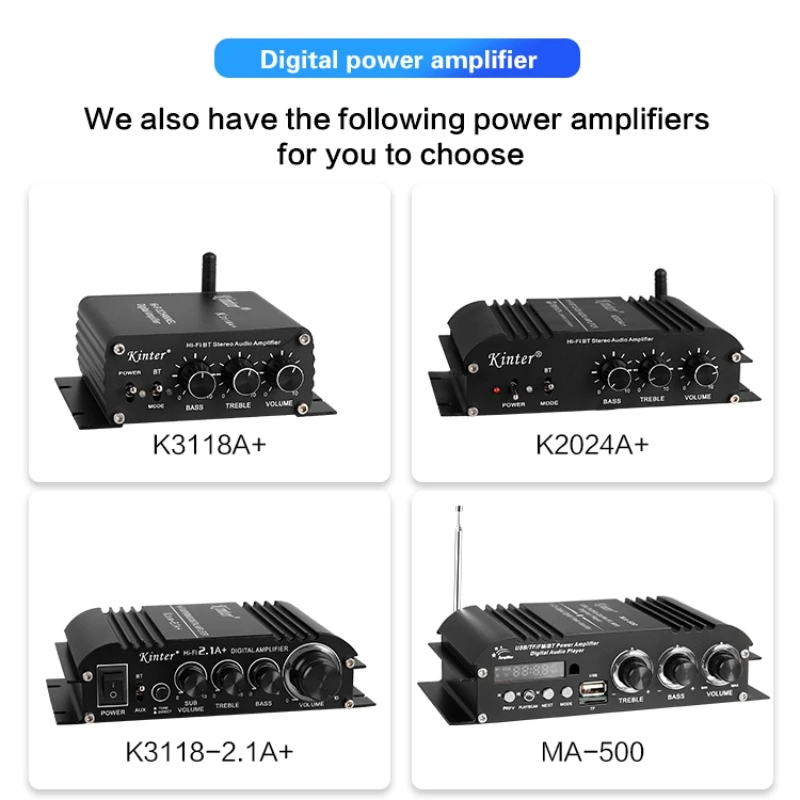 Upgraded Kinter MA500 Stereo Hifi Digital Amplifiers Bluetooth LED Sound USB TF FM Radio 4x30W Home Amplificador