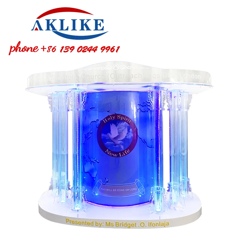 2025 Church Pulpit Colorful Illuminated Lectern Modern Rostrum Pulpit With Wheels Design Logo Portable Podium Free Shipping