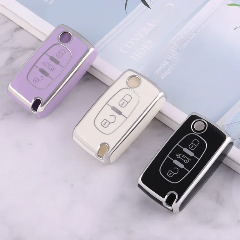 Coque de protection pour clé télécommande de voiture, en TPU, pour Peugeot 107 207 307 308 407 607 3008 5008, citroën Xsara Picasso C5 C6 C8, sans clé, nouveau