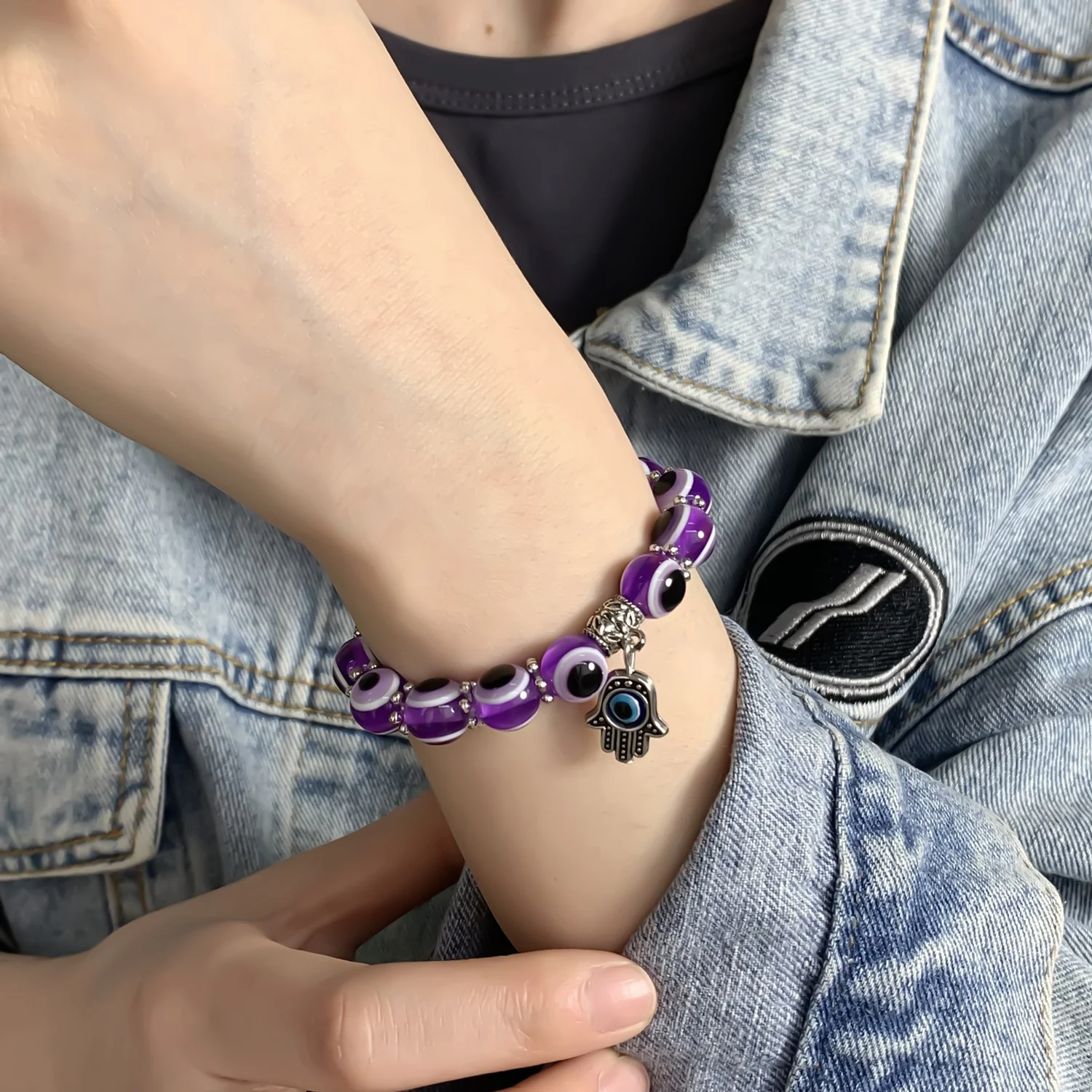 محظوظ التركية عين الشر سوار مُزين بالخرز 2022 تصميم جديد عيون ملونة فاطمة أسورة يد أساور للنساء الرجال زوجين مجوهرات