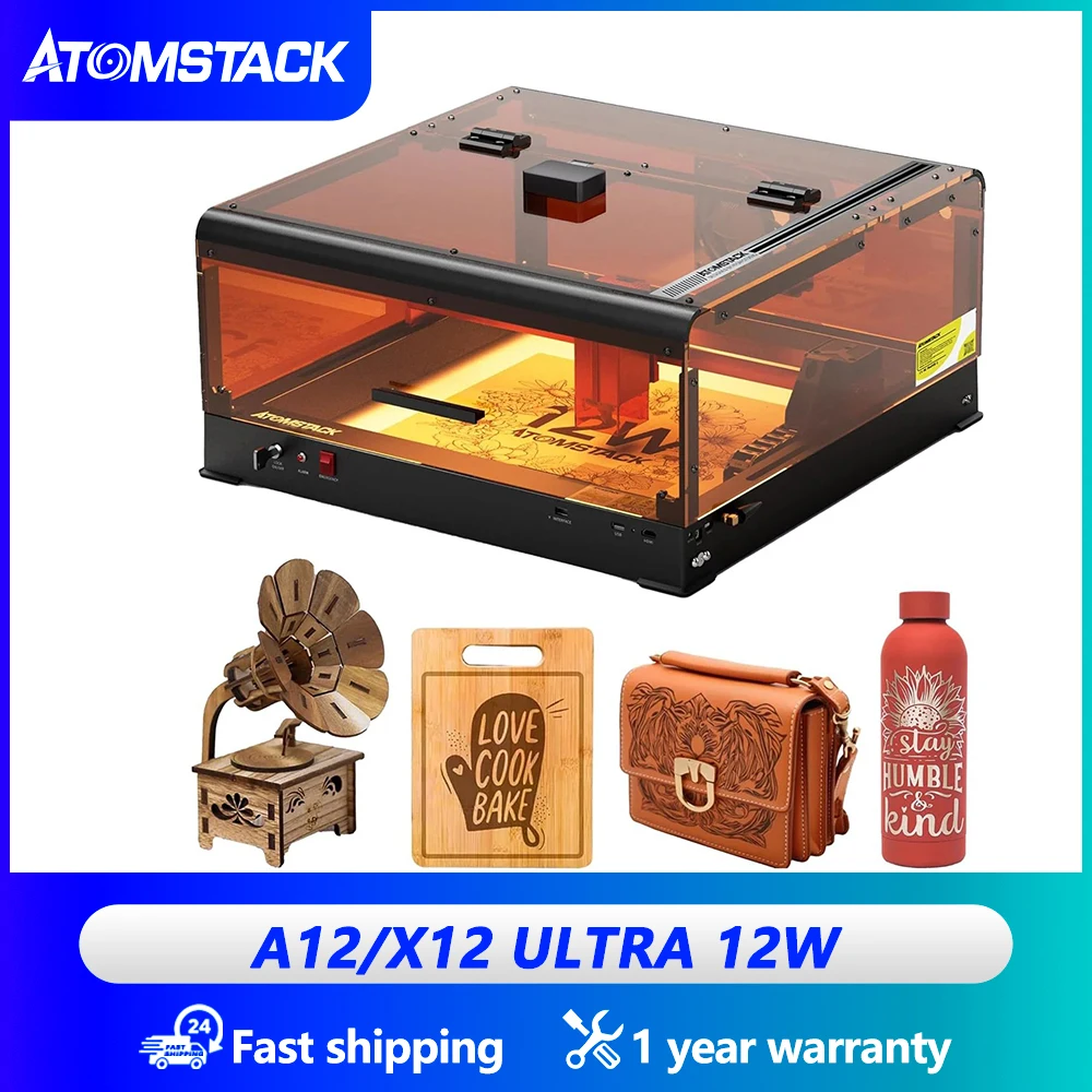 Atomstack A12 X12 Ultra 50W Wood Laser Cutting Machine All-In-One Metal Engraving Cnc Milling Machine With Wifi Control