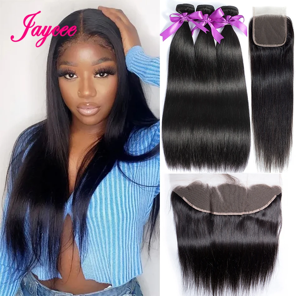 

Straight Bundles With Frontal 100% Unprocessed Virgin Human Hair Bundles With Closure Raw Indian Hair Weave Extensions Remy Hair