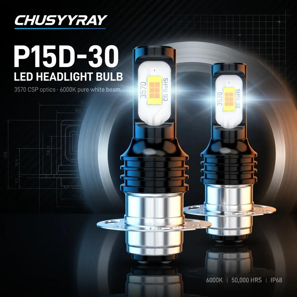2026 newest CHUSYYRAY 2pcs P15D-30 LED Headlight 12 Volt 30 SMD for YTM225DX Tri-Moto (1983–1985)