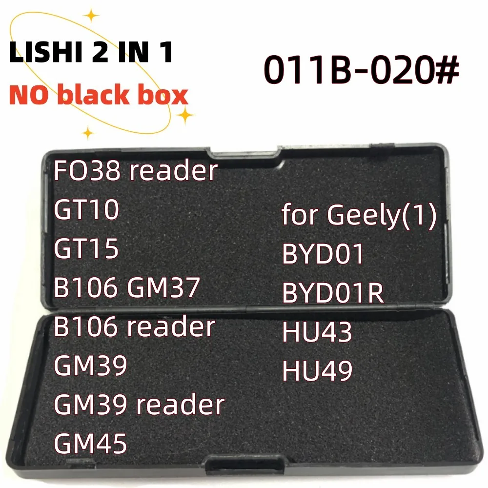 

No black box LiShi 2 in 1 FO38 reader GT10 GT15 B106 GM37 GM39 GM45 BYD01 BYD01R HU43 HU49 for Geely Locksmith Tools lishi