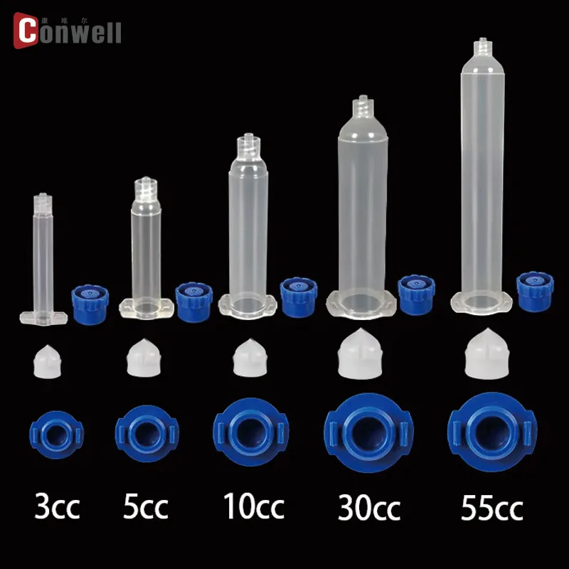 10pcs/20pcs  3cc 5cc 10cc 30cc 55cc Plastic EFD Style Dispensing Barrels Adhesive Glue Syringe Cartridge