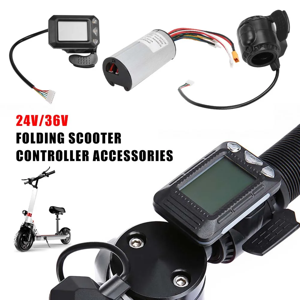 24V/36V Folding Scooter Controller Accessories Carbon Fiber Scooter Controller LCD Display Brake Accelerator Throttle Set